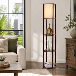 Stylish Floor Lamp with 3-Tier Shelf Storage