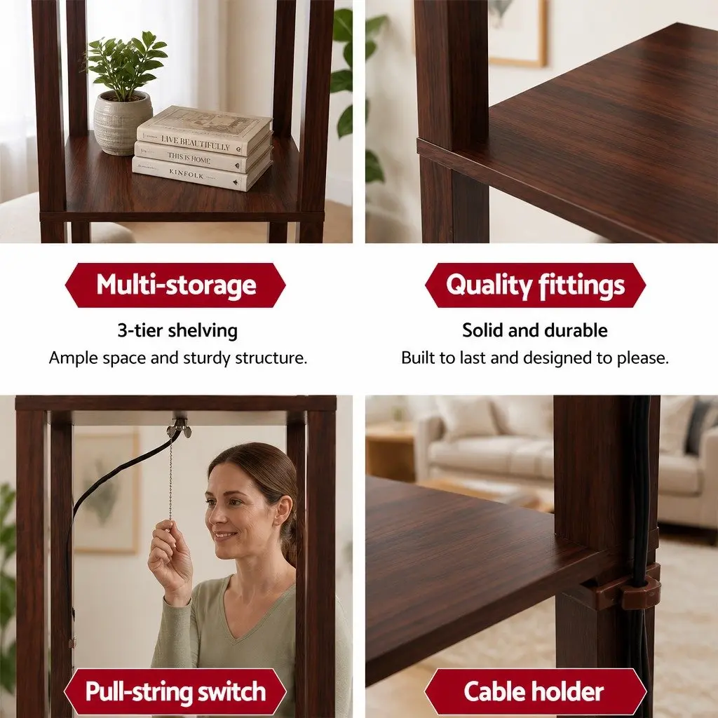 Floor Lamp with 3-Tier Shelf Storage