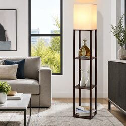 Stylish Vintage Floor Lamp with 3-Tier Shelf Storage