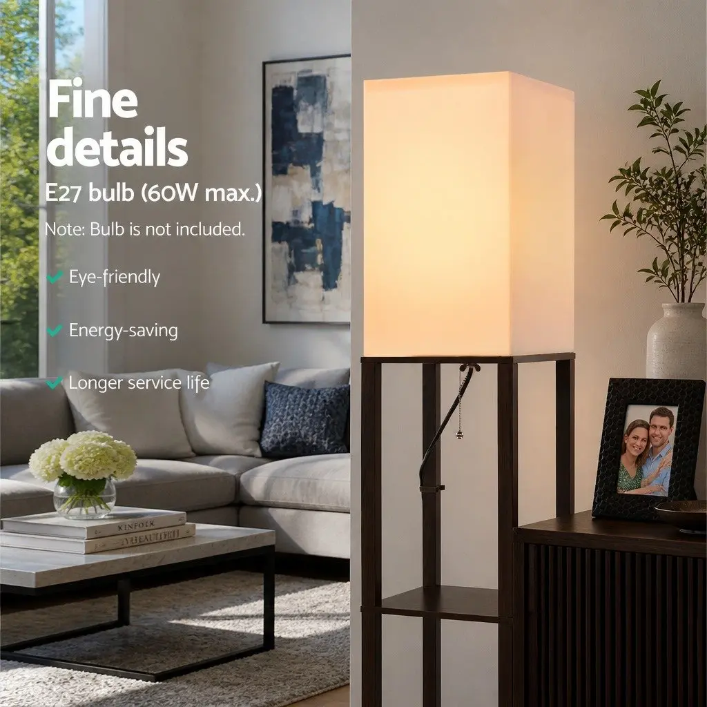 Vintage Floor Lamp with 3-Tier Shelf Storage