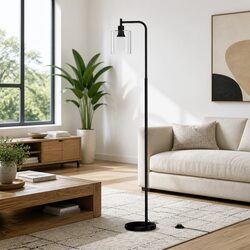Modern Floor Lamp with Glass Shade and Durable Build