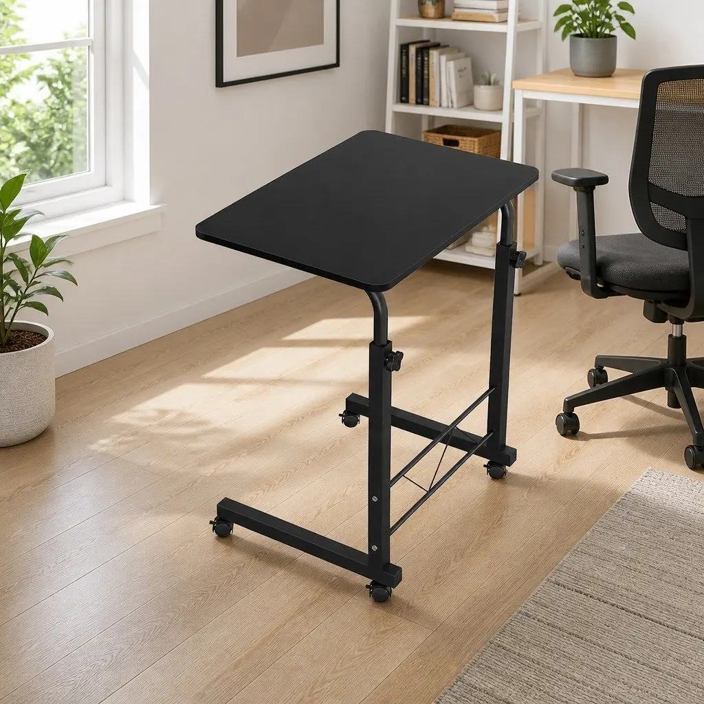 Mobile Laptop Desk with Adjustable Height and Wheels