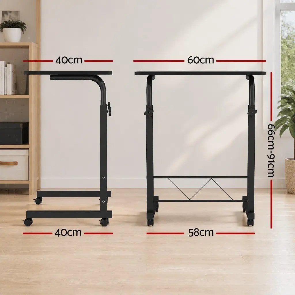 Mobile Laptop Desk with Adjustable Height and Wheels
