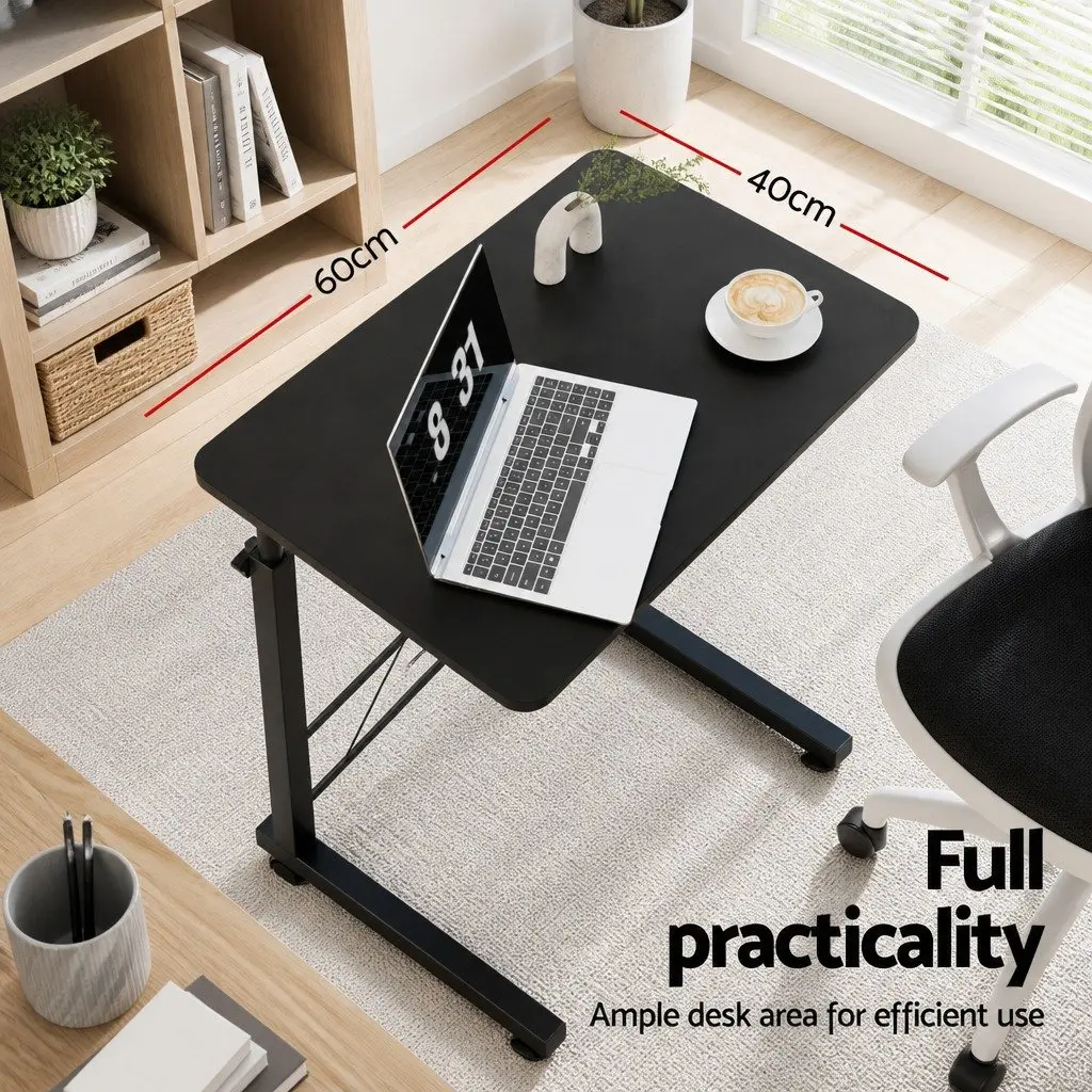Mobile Laptop Desk with Adjustable Height and Wheels