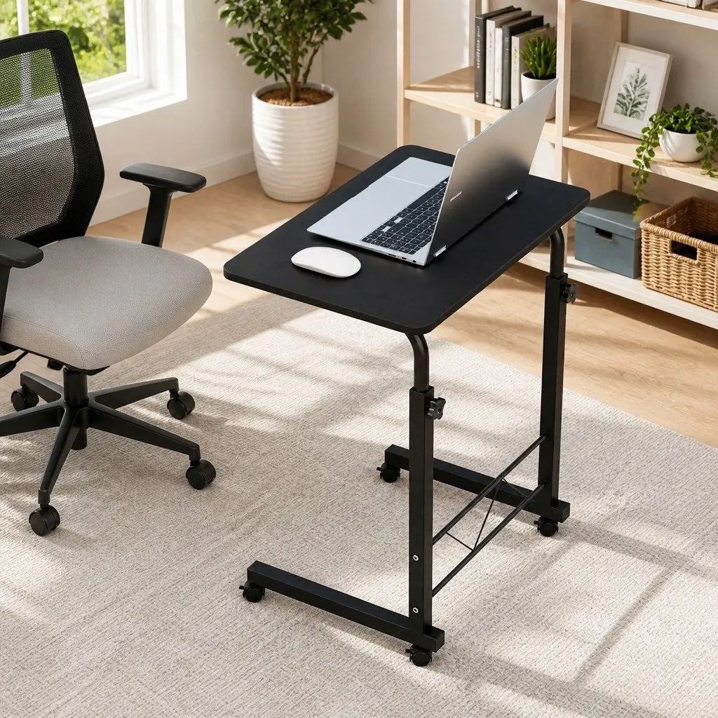 Mobile Laptop Desk with Adjustable Height and Wheels