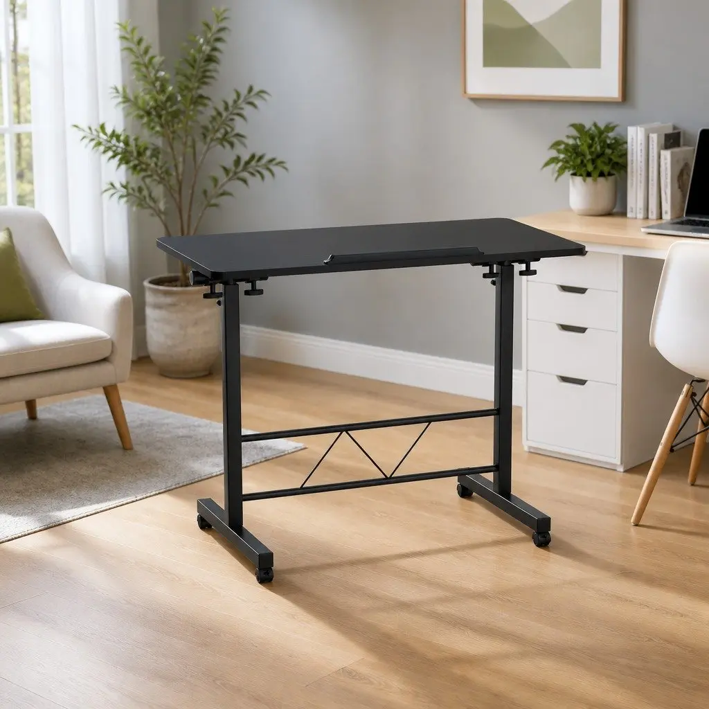 Height Adjustable Mobile Laptop Desk with Tilting Top