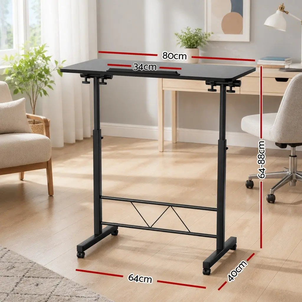 Height Adjustable Mobile Laptop Desk with Tilting Top