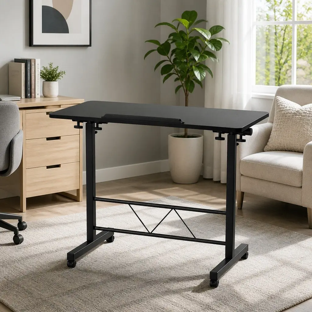 Height Adjustable Mobile Laptop Desk with Tilting Top