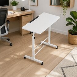 Mobile Laptop Desk Adjustable Height 80CM White Office Table Stand