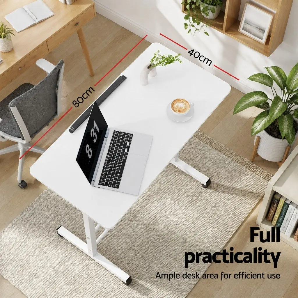 White Adjustable Height Mobile Laptop Desk 80CM