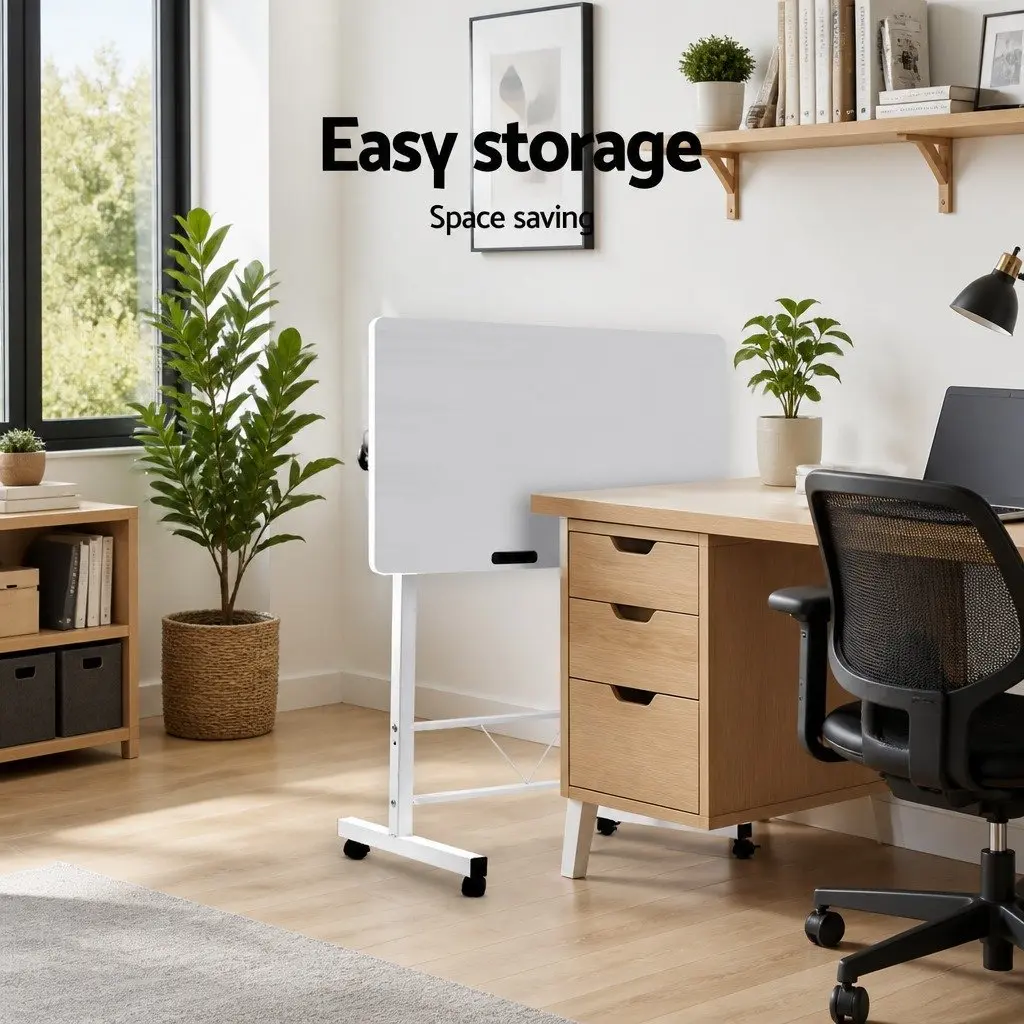 White Adjustable Height Mobile Laptop Desk 80CM