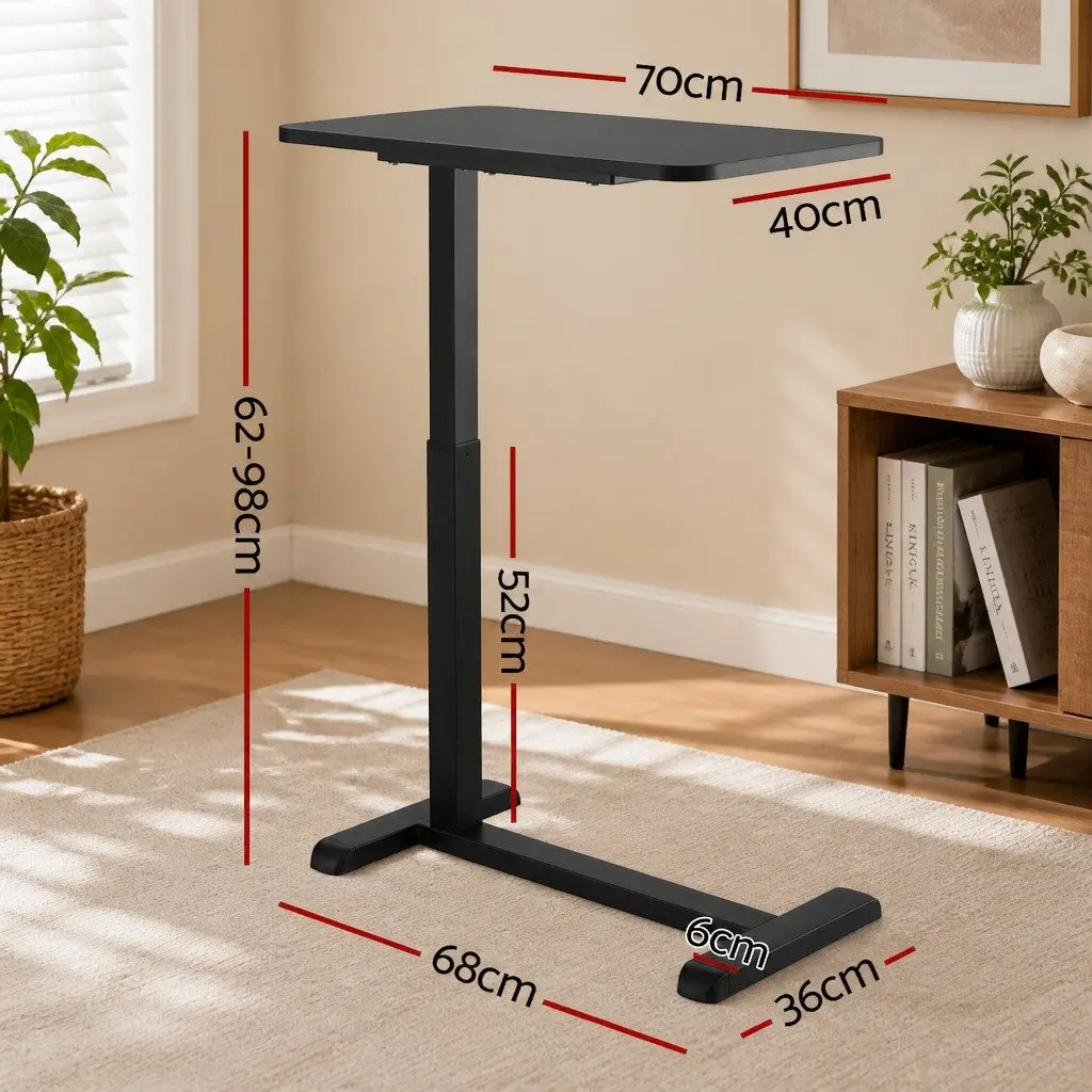 Height Adjustable Mobile Laptop Desk with Wheels 70CM Black