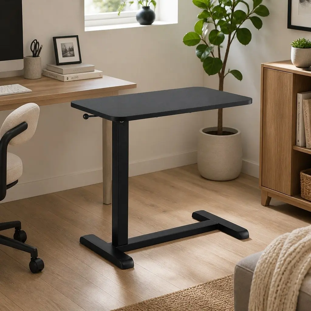 Height Adjustable Mobile Laptop Desk with Wheels 70CM Black