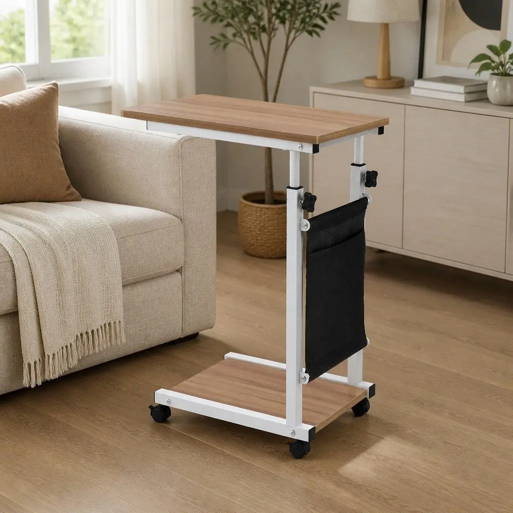 Height Adjustable Mobile Laptop Desk with Castor Wheels
