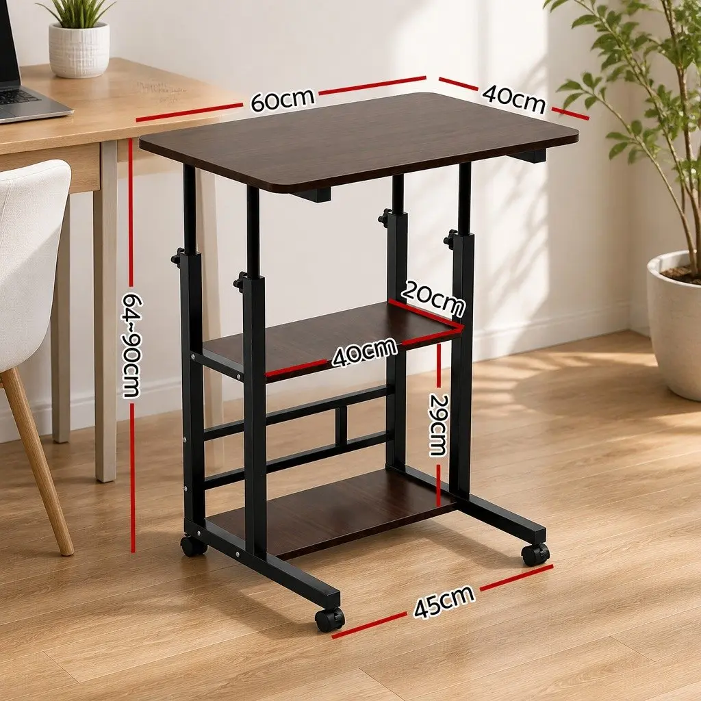 Mobile Laptop Desk Height Adjustable Computer Workstation 60CM with Storage