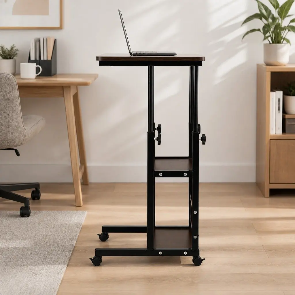 Mobile Laptop Desk Height Adjustable Computer Workstation 60CM with Storage