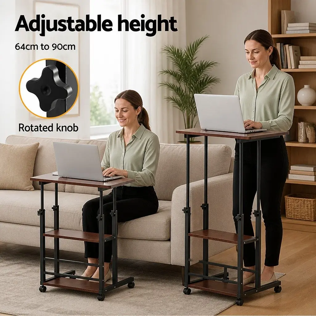 Mobile Laptop Desk Height Adjustable Computer Workstation 60CM with Storage