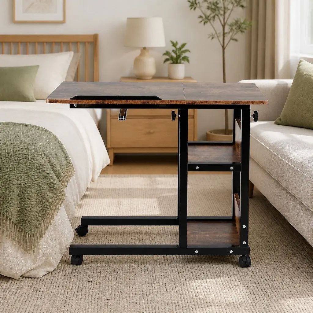 3 Tier Adjustable Laptop Desk with Mobile Wheels