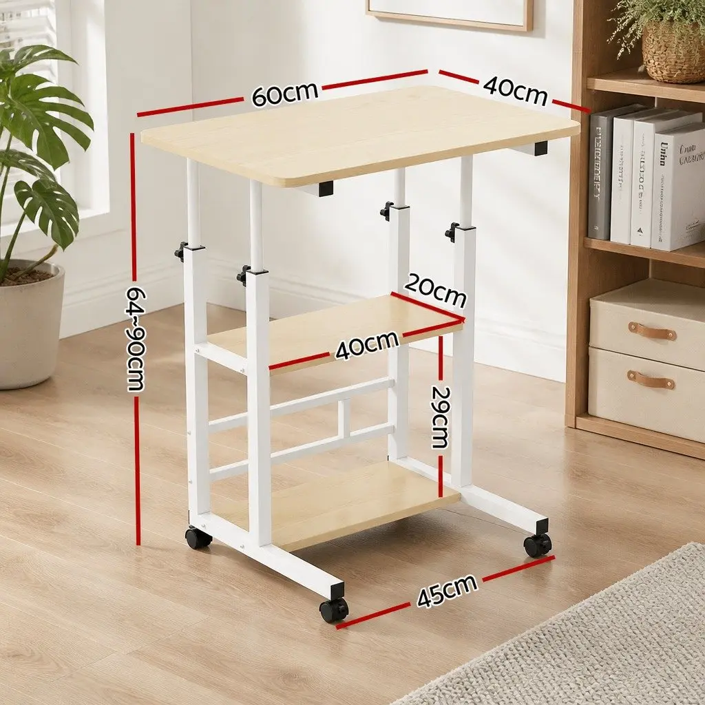 Height Adjustable Mobile Laptop Desk with Steel Frame