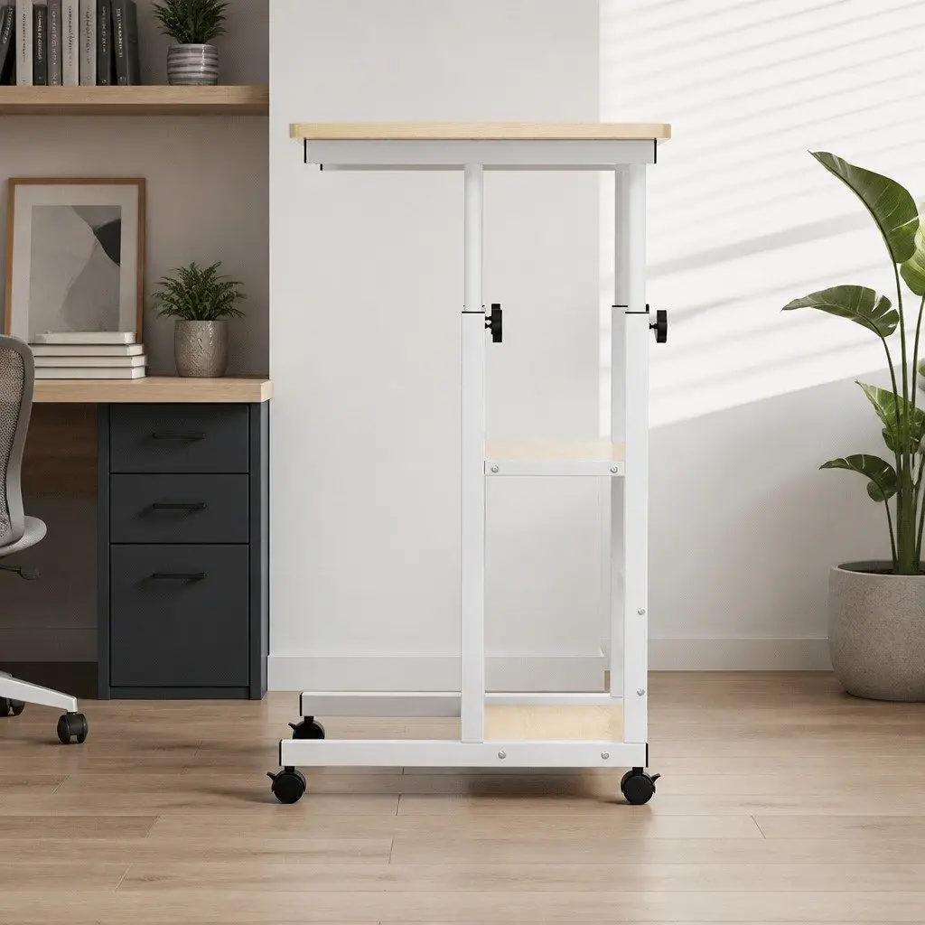 Height Adjustable Mobile Laptop Desk with Steel Frame