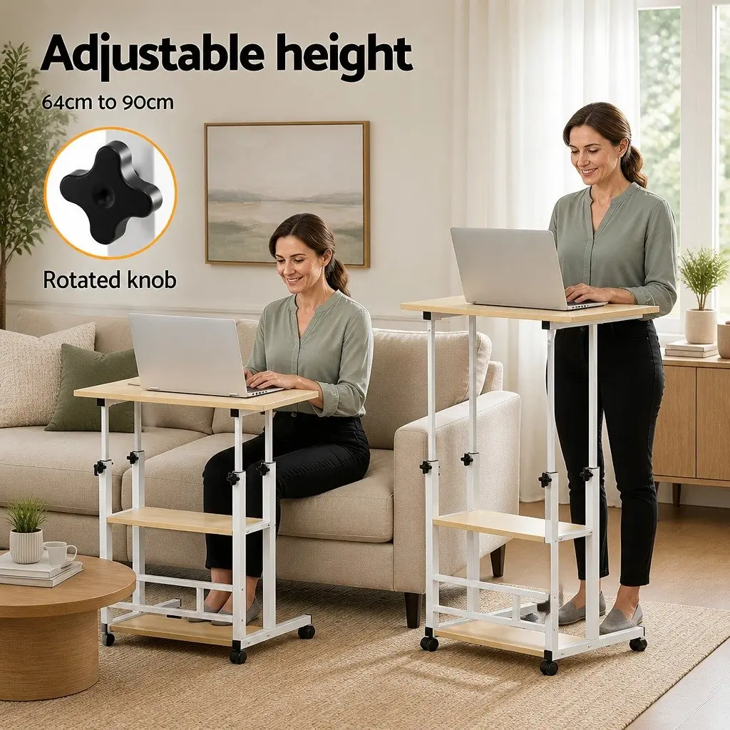 Height Adjustable Mobile Laptop Desk with Steel Frame