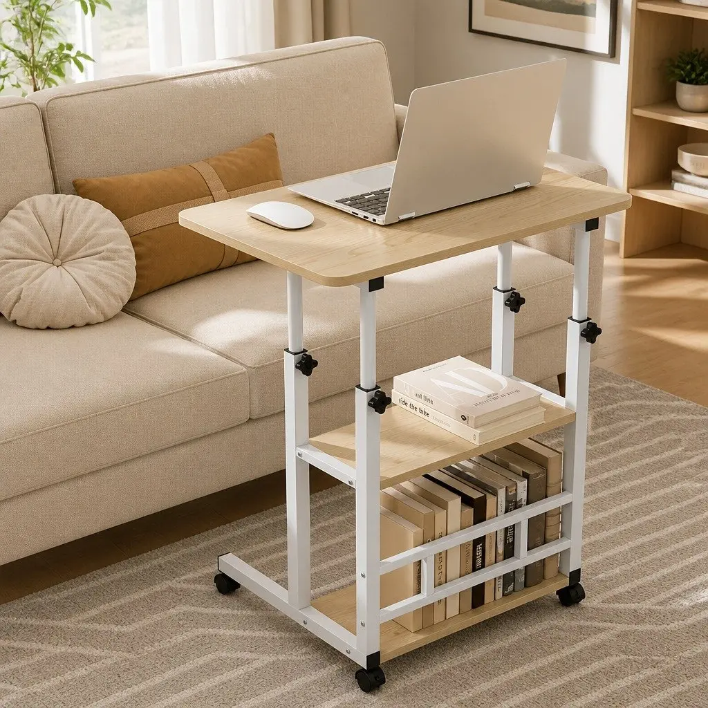 Height Adjustable Mobile Laptop Desk with Steel Frame