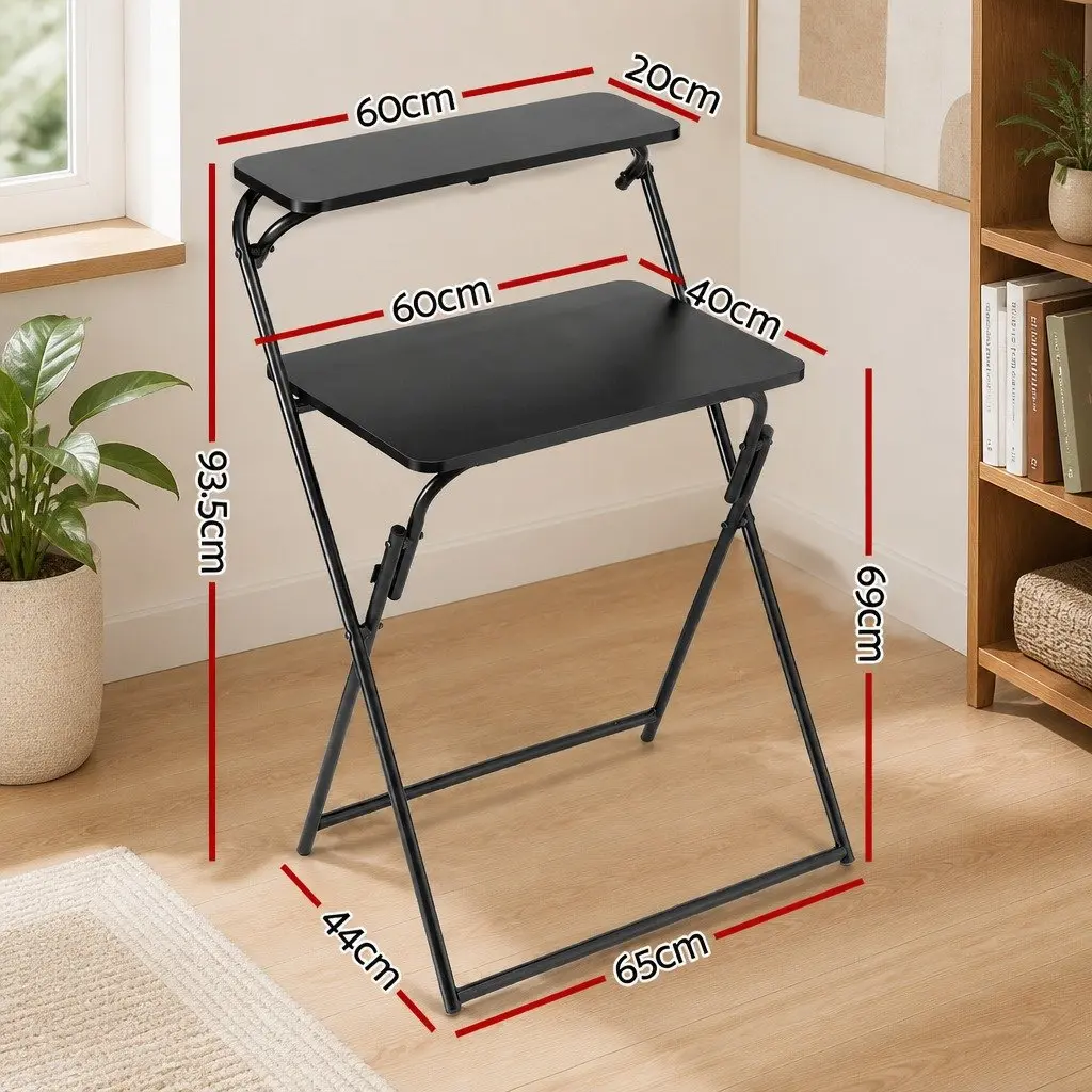 Foldable Laptop Desk Metal Adjustable 65x44x93.5cm Black