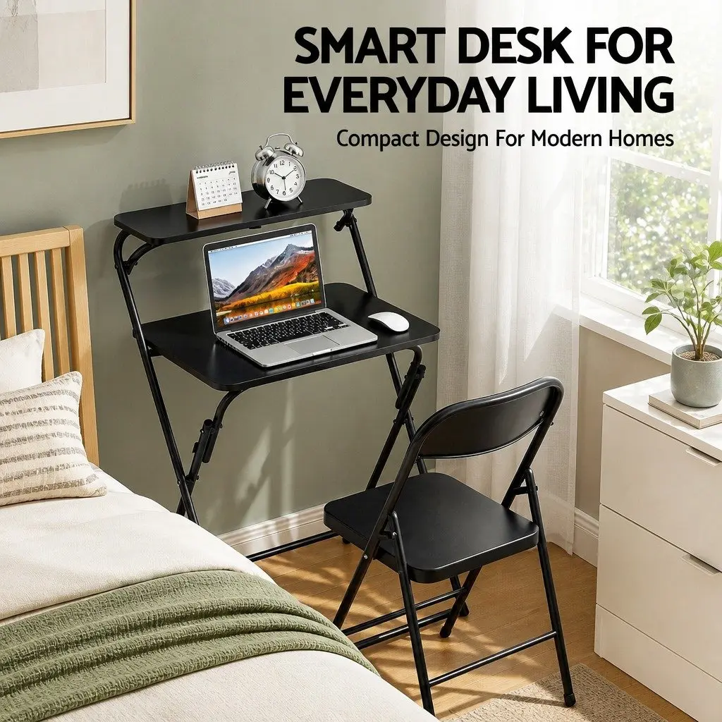 Foldable Laptop Desk Metal Adjustable 65x44x93.5cm Black