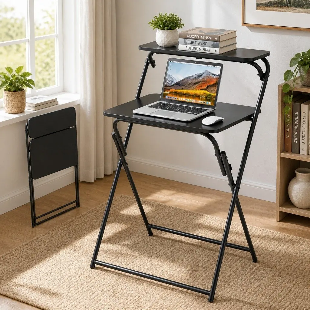 Foldable Laptop Desk Metal Adjustable 65x44x93.5cm Black