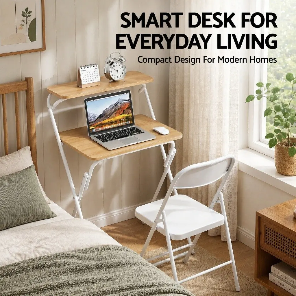 Foldable Laptop Desk Steel MDF 65 x 44 x 93.5cm Walnut or White