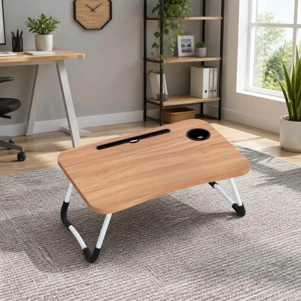 Adjustable Foldable Laptop Desk in Pine Finish