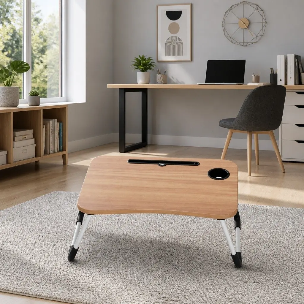 Adjustable Foldable Laptop Desk in Pine Finish