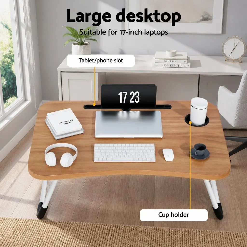 Adjustable Foldable Laptop Desk in Pine Finish