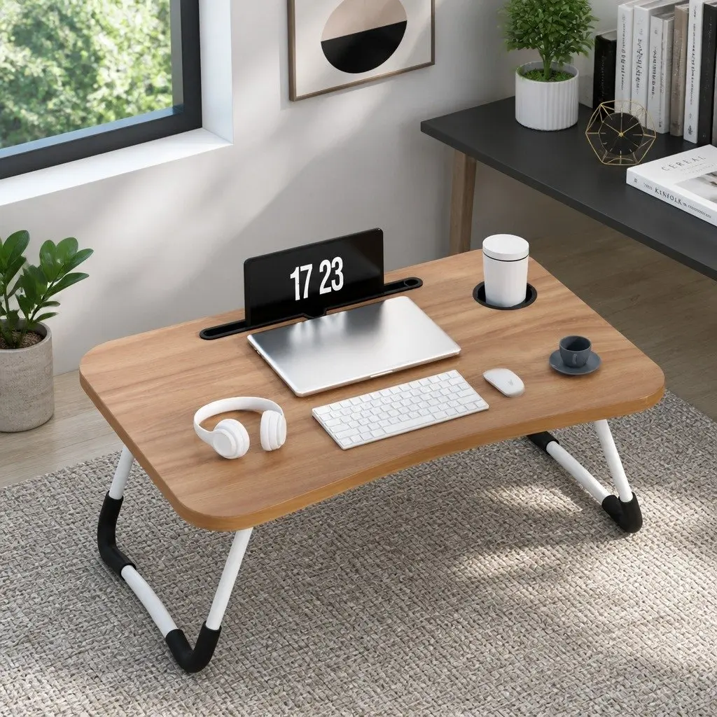 Adjustable Foldable Laptop Desk in Pine Finish