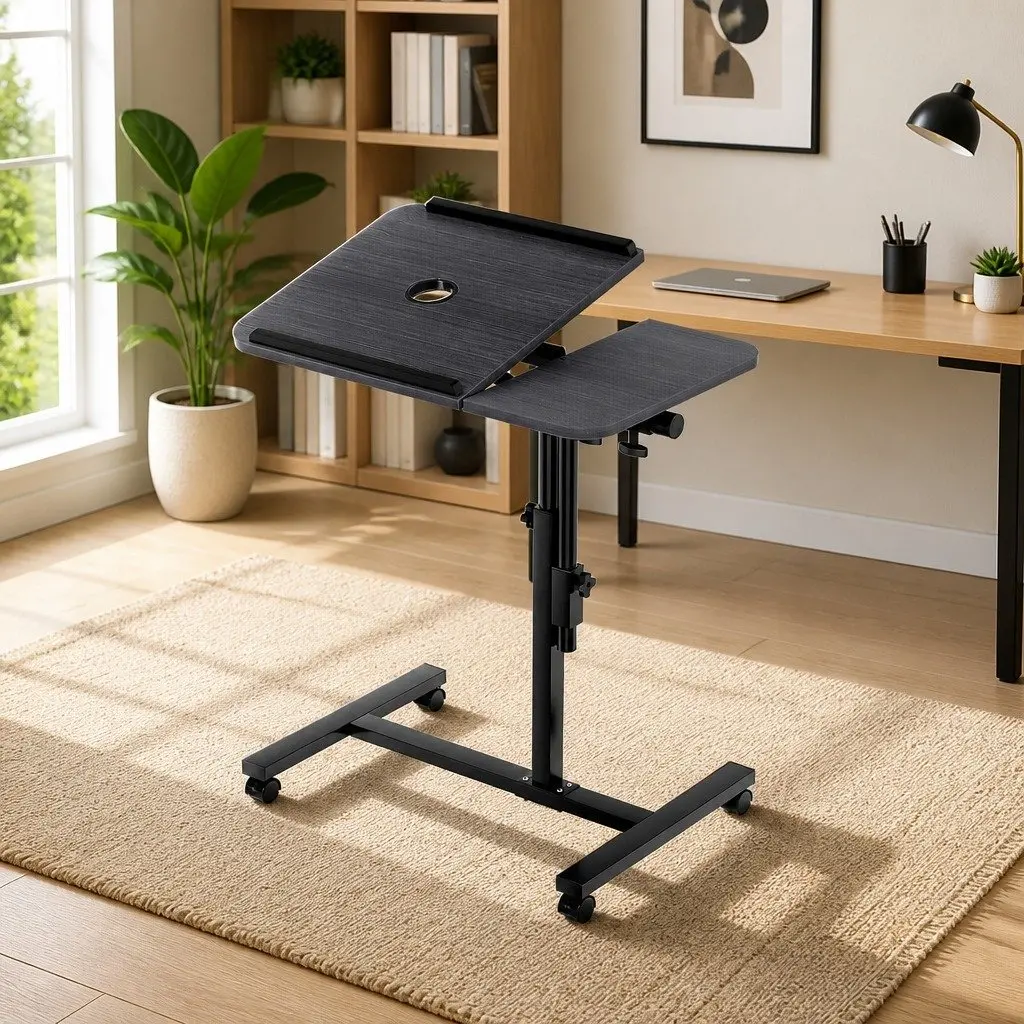 Adjustable 60cm Mobile Laptop Desk with USB Fan