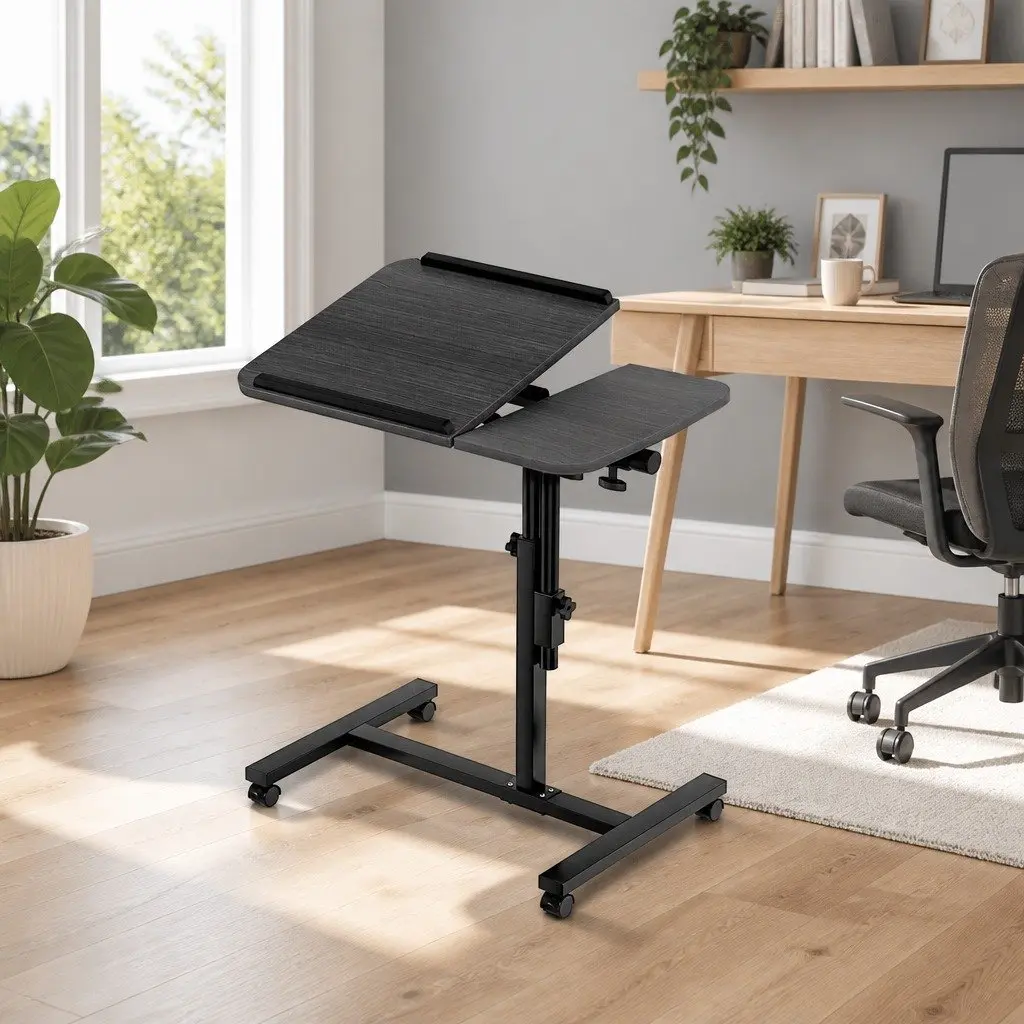 Adjustable Mobile Laptop Desk Stand with Caster Wheels
