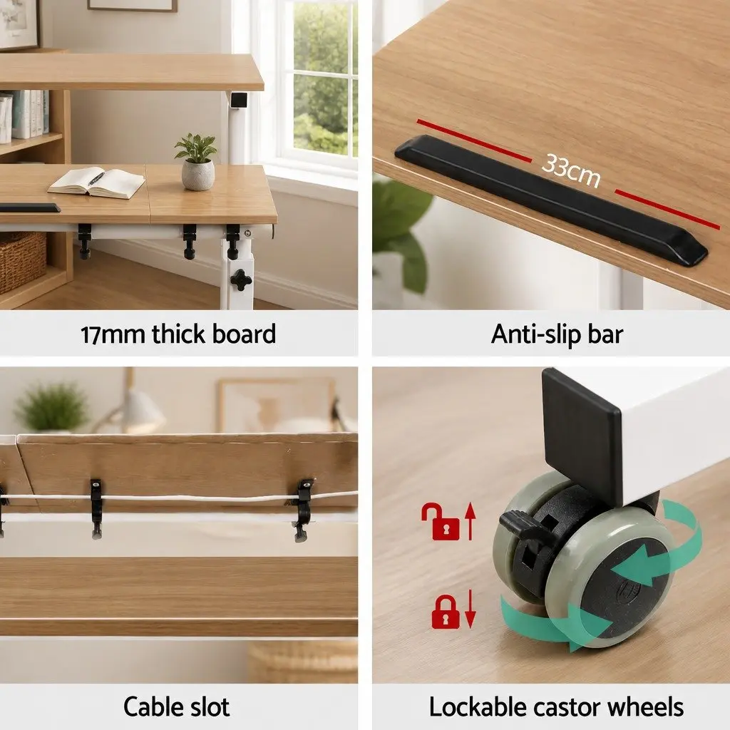 Height-Adjustable Mobile Twin Laptop Desk with Wheels