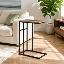 Sturdy Industrial C-Shape Side Table for Modern Spaces