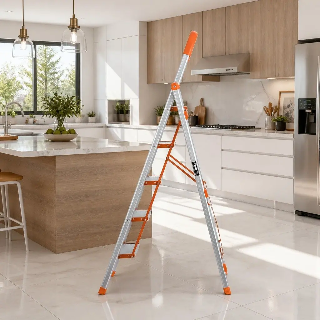 5 Step Ladder Aluminium Lightweight Folding Multi-Purpose Silver