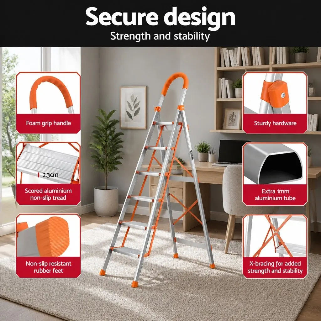Aluminium Multi-Purpose 6 Step Folding Ladder for Home