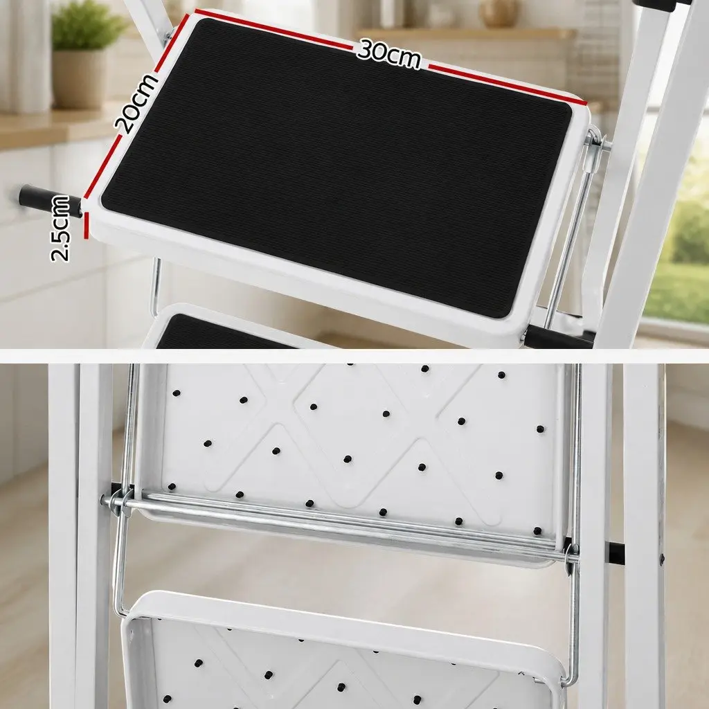 2 Step Ladder Folding Steel Multi-Purpose Platform Light Weight Home Work
