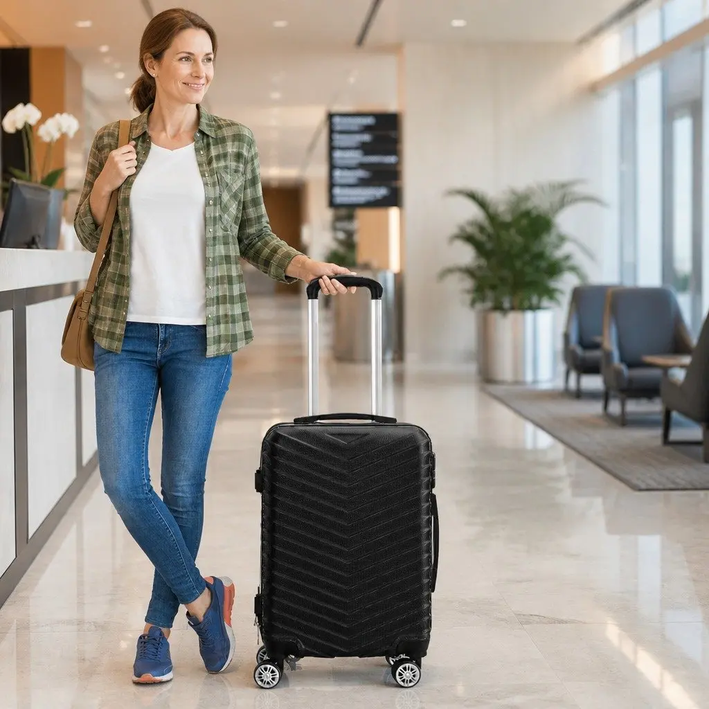 20 inch Carry On Suitcase Luggage Anti-Theft Lock Dual Wheels Travel Bag