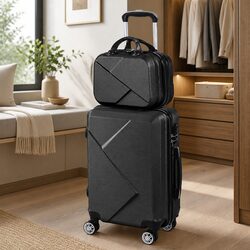 Durable Travel Luggage Set: 20" Suitcase & 12" Trolley Bag