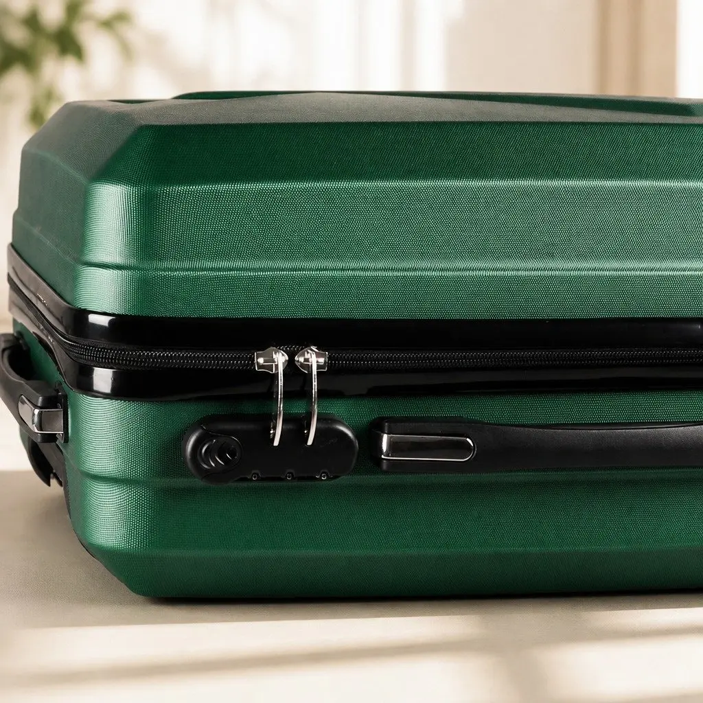Luggage Set ABS 20" Suitcase 12" Vanity Bag Green
