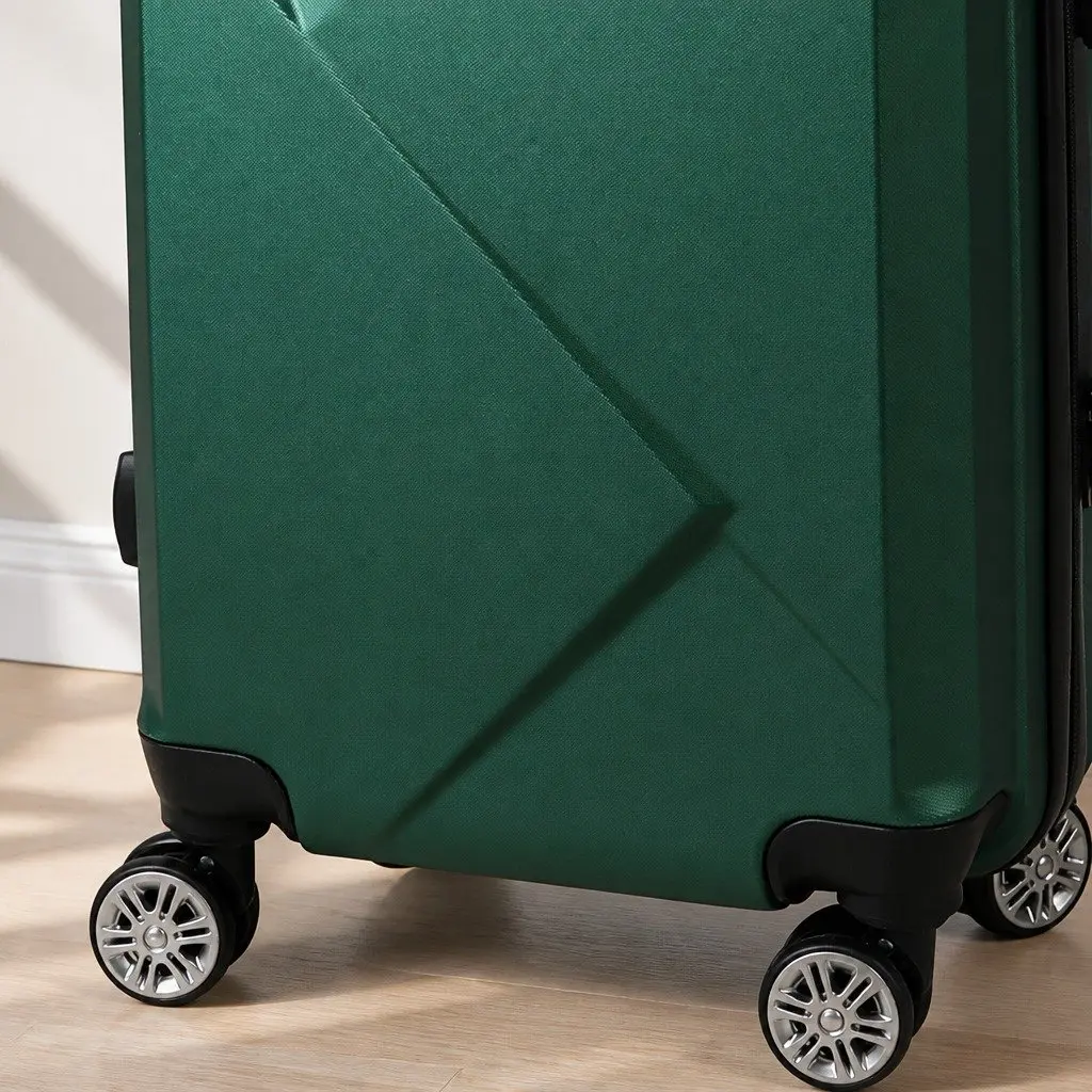 Luggage Set ABS 20" Suitcase 12" Vanity Bag Green