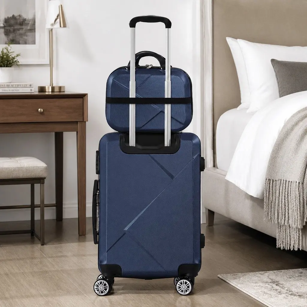 2pcs Luggage Set 20" Suitcase 12" Trolley Bag Travel Carry-on Wheels Handle Lock