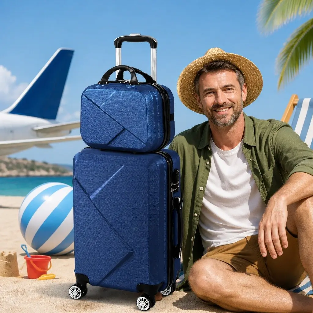 2pcs Luggage Set 20" Suitcase 12" Trolley Bag Travel Carry-on Wheels Handle Lock