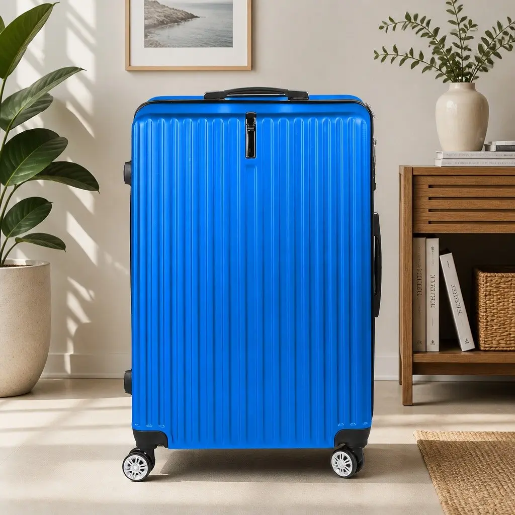 28 Inch Blue Hard Shell Luggage with Spinner Wheels