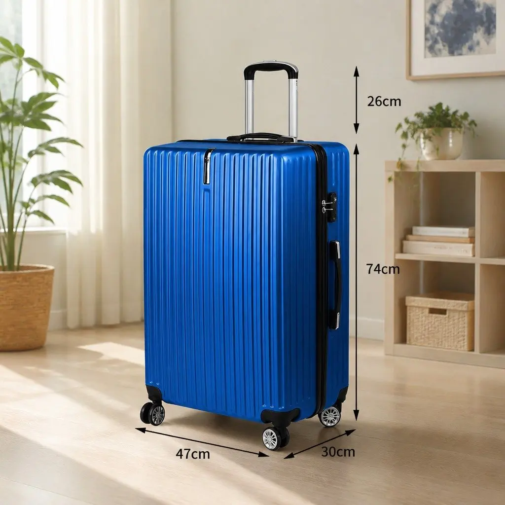 28 Inch Blue Hard Shell Luggage with Spinner Wheels