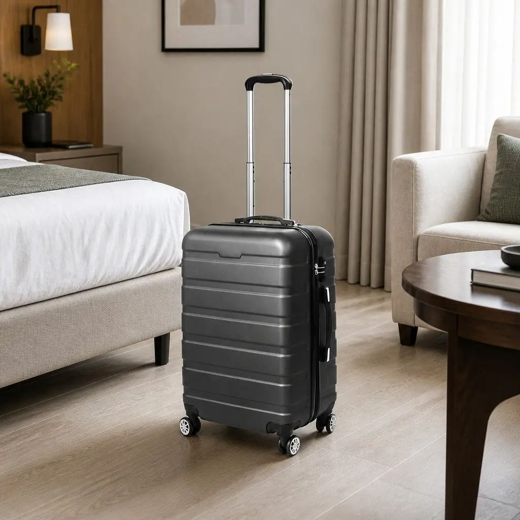 20 Inch Carry On Luggage Case ABS Lightweight Travel Suitcase Spinner Wheels Rose Gold Black Blue Dark Grey Green Silver Navy Purple